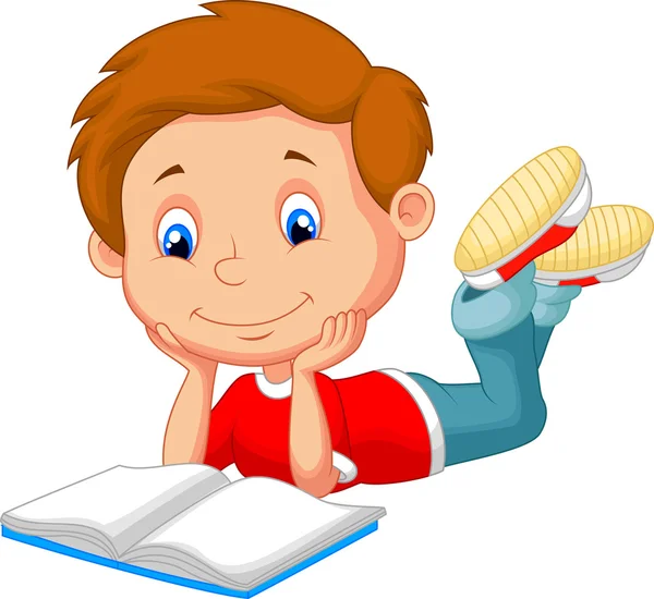 Libro de lectura de niño de dibujos animados — Vector stock ... Libro de lectura de niño de dibujos animados — Vector stock ...