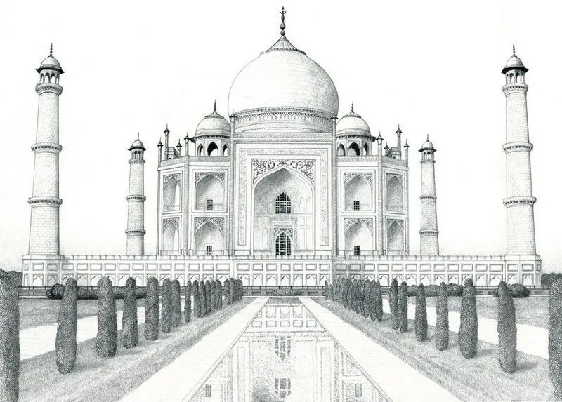 Dibujos para colorear para adultos India : Taj Mahal 3 Dibujos para colorear para adultos India : Taj Mahal 3