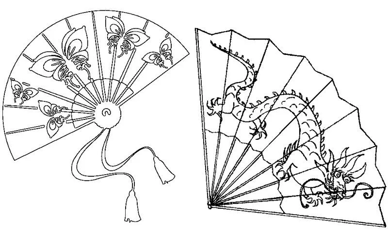 Dibujos para colorear para adultos Japon : Abanicos japoneses 16