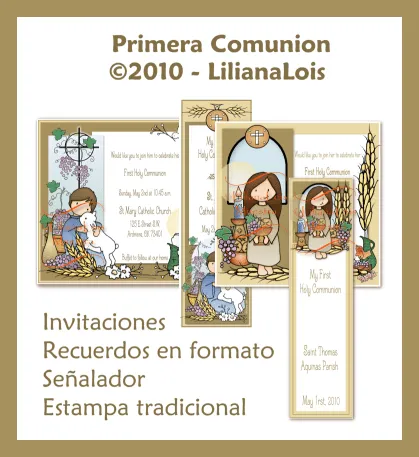 Liliana Lois Diseños: Invitaciones y señaladores primera comunion ...