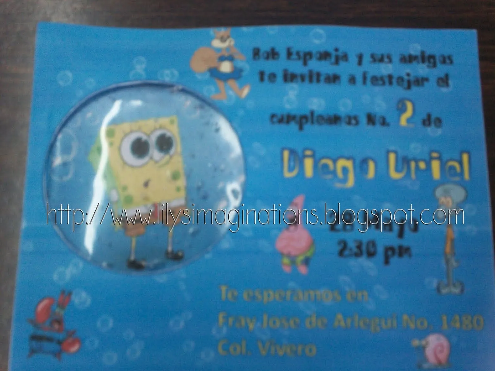 Lilys Imaginations: Invitaciones de Gel de Bob Esponja Lilys Imaginations: Invitaciones de Gel de Bob Esponja