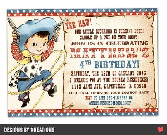 Linda invitación de vaquero Vintage Cowboy por PinkPaperTrail
