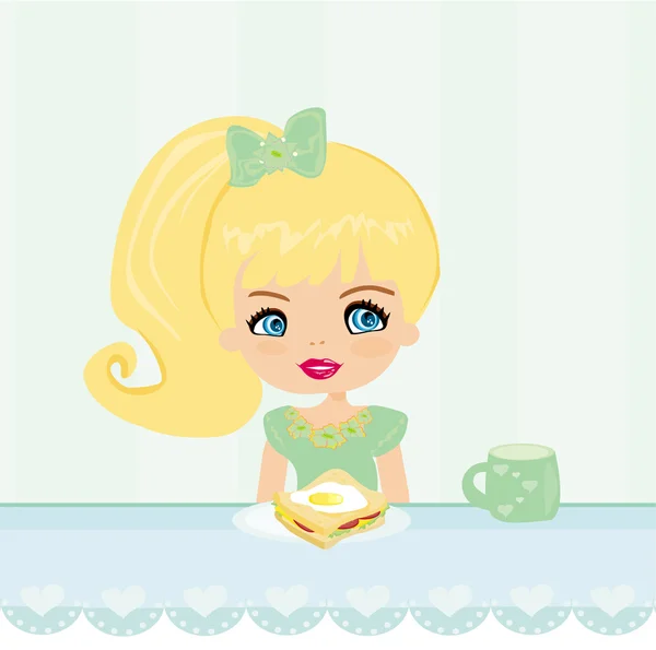 linda niña desayunando en la cocina — Vector stock © JackyBrown ... linda niña desayunando en la cocina — Vector stock © JackyBrown ...