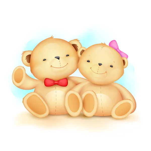 Linda pareja de osos de peluche — Vector stock © vectomart #19952667