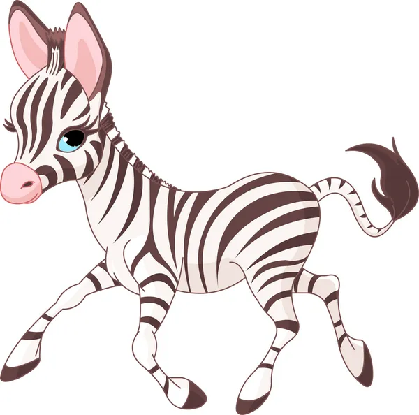 Lindo bebé cebra corriendo — Vector stock © Dazdraperma #5921528