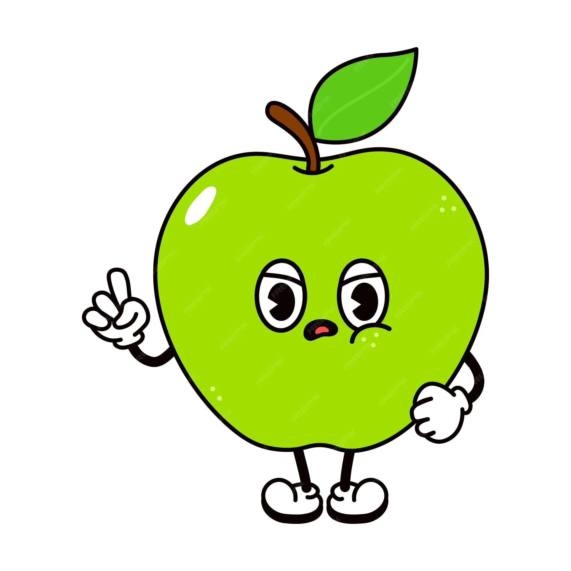 Lindo gracioso enojado triste personaje de manzana verde | Vector Premium Lindo gracioso enojado triste personaje de manzana verde | Vector Premium