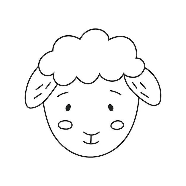 Lindo vector oveja, icono de cordero para niños, ilustración de contorno de animal de granja | Vector Premium Lindo vector oveja, icono de cordero para niños, ilustración de contorno de animal de granja | Vector Premium