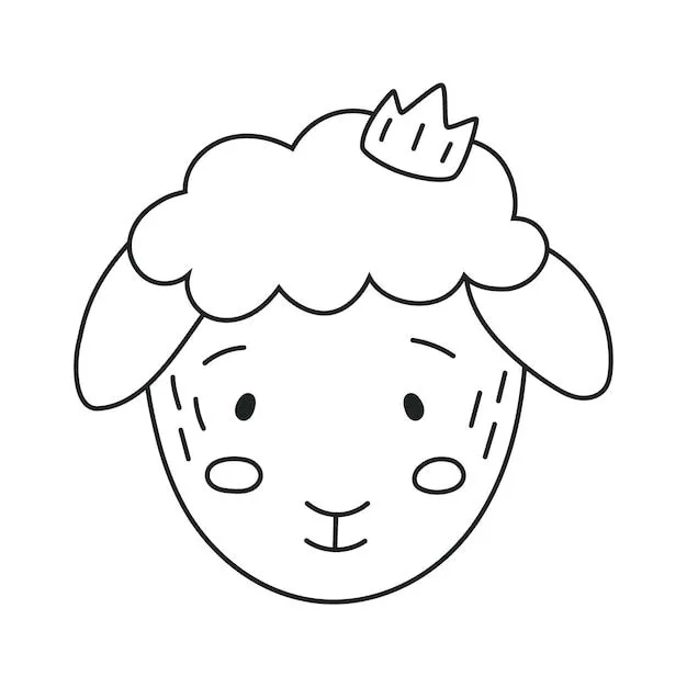 Lindo vector rey oveja con corona, icono de cordero para niños, ilustración de contorno de animal de granja | Vector Premium Lindo vector rey oveja con corona, icono de cordero para niños, ilustración de contorno de animal de granja | Vector Premium