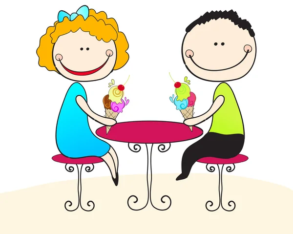Lindos niños comiendo un helado — Vector stock © glyph_studio ... Lindos niños comiendo un helado — Vector stock © glyph_studio ...