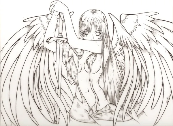 LineArt-Angel by Dark216 on DeviantArt