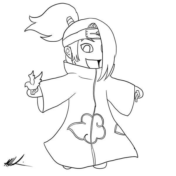 Lineart: Chibi Deidara by *sharem on deviantART