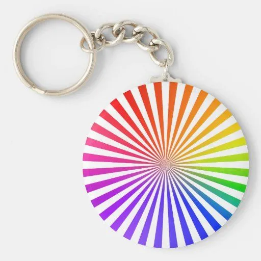 Líneas radiales abstractas: Arco iris Llavero Personalizado de Zazzle.