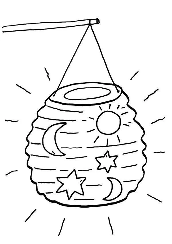 Linterna de estrellas, sol y luna: dibujo para colorear e imprimir Linterna de estrellas, sol y luna: dibujo para colorear e imprimir
