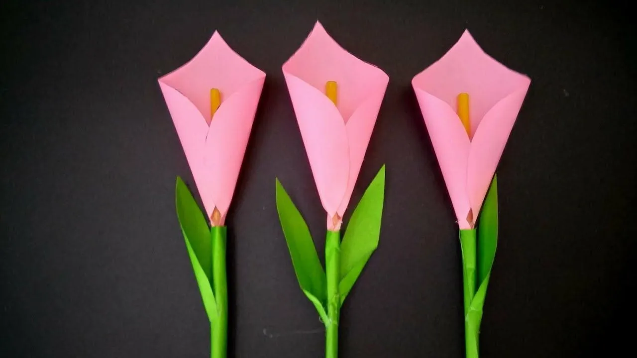 Lirio de papel Facil de hacer DIY - easy origami lily - YouTube