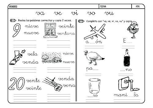 Lista de Palabras con v para colorear | Material para maestros ...