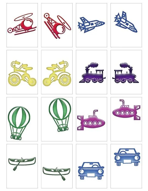 Listo Para imprimir-: Memorama de transportes Listo Para imprimir-: Memorama de transportes