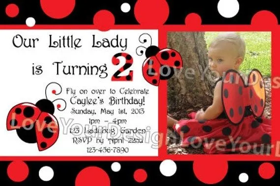 Little Lady Ladybug Birthday Invitation with por LoveYourDesign Little Lady Ladybug Birthday Invitation with por LoveYourDesign