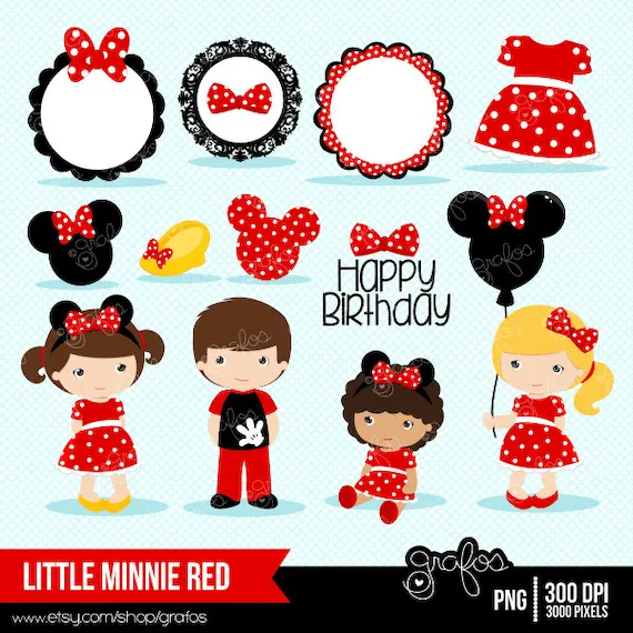 LITTLE MINNIE ROJA Digital Clipart Minnie Red Dress por grafos LITTLE MINNIE ROJA Digital Clipart Minnie Red Dress por grafos