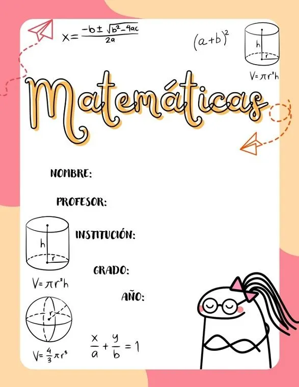 llᐈ Carátula de Matemáticas para Niñas - para Imprimir