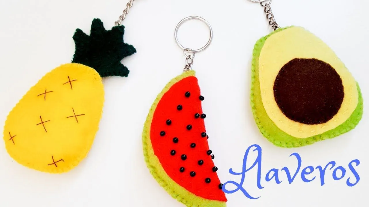 llaveros de frutas en fieltro fácil con moldes - YouTube llaveros de frutas en fieltro fácil con moldes - YouTube