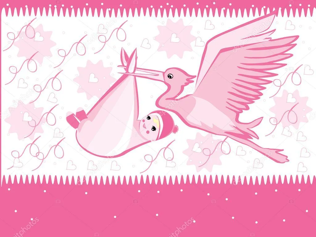 llegada de bebé niña y cigüeña — Vector stock © rsinha # llegada de bebé niña y cigüeña — Vector stock © rsinha #