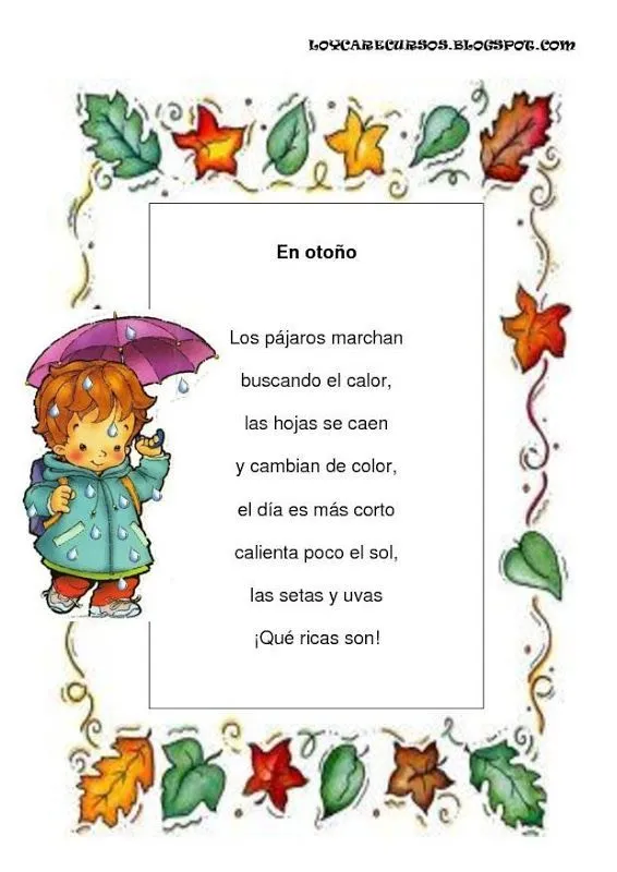 Poemas y rimas infantiles del otoño para niños | Otoño | Pinterest ...