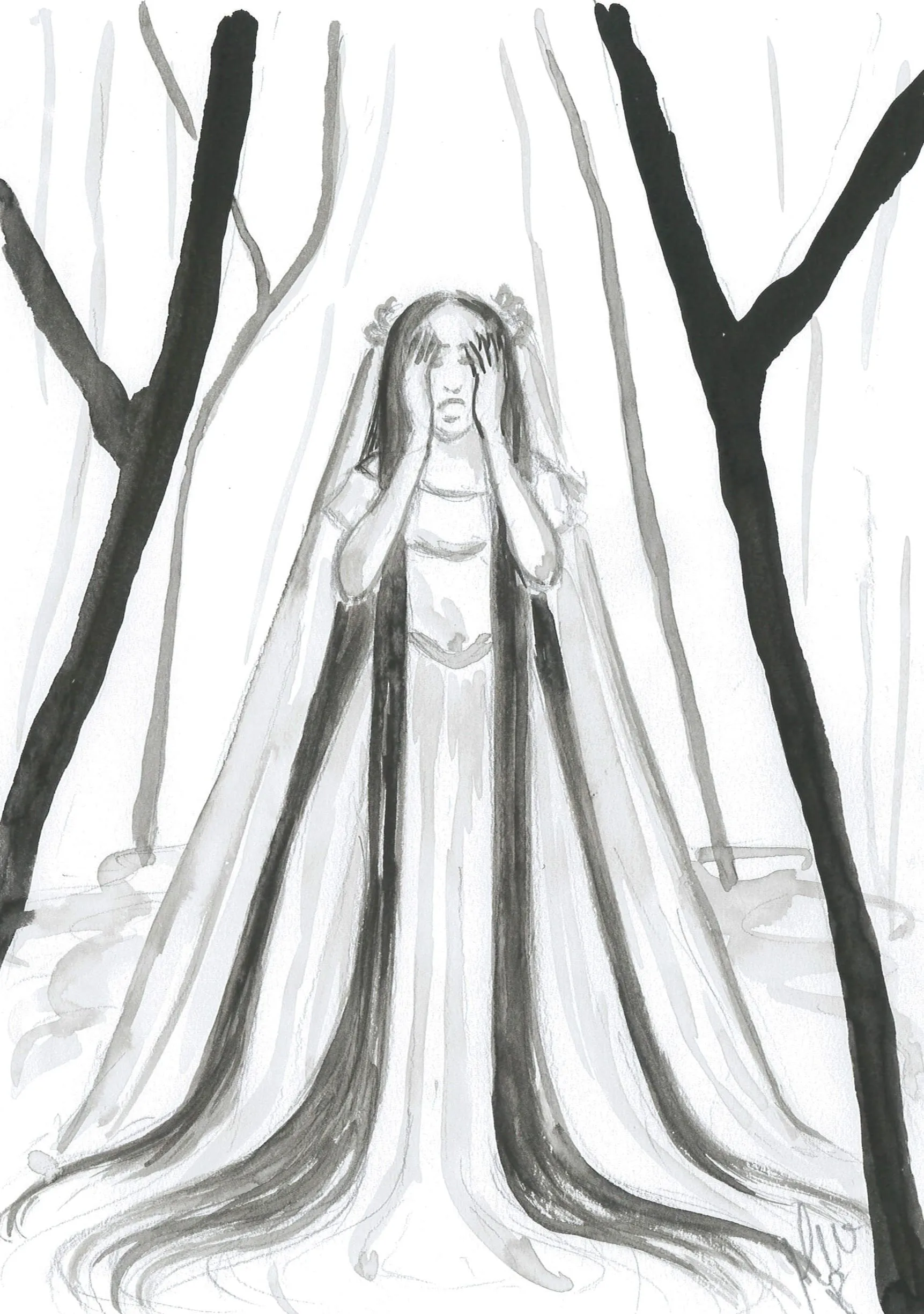 Llorona pintura de tinta original - Etsy México Llorona pintura de tinta original - Etsy México