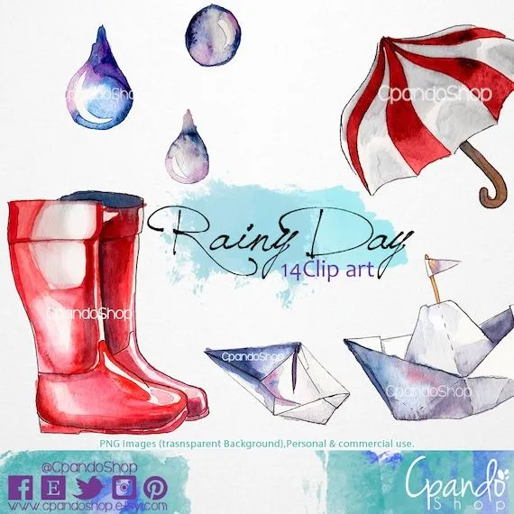 Día lluvioso barcos de papel lluvia botas pintadas a por CpandoShop