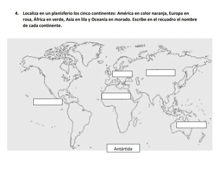 Localiza en un planisferio los cinco continentes: América en color naranja, Europa en rosa, África en - Brainly.lat Localiza en un planisferio los cinco continentes: América en color naranja, Europa en rosa, África en - Brainly.lat