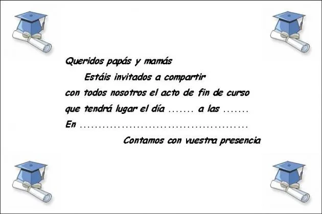 Frases para una invitaciónes de graduación de preescolar - Imagui