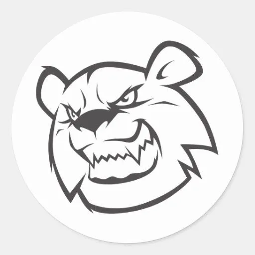 Logotipo enojado de encargo del esquema del oso pegatina redonda ... Logotipo enojado de encargo del esquema del oso pegatina redonda ...