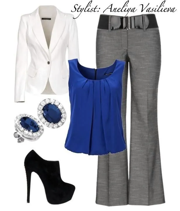 Look oficina azul y gris | Professional Look | Pinterest