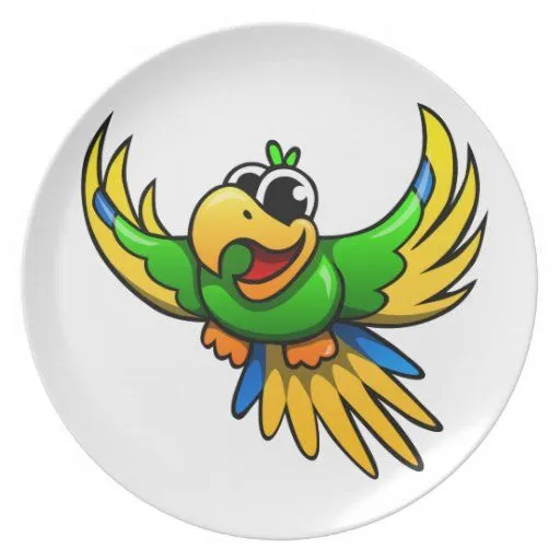 Loro del dibujo animado plato de comida | Zazzle