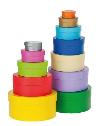 Lote de 12 cajas redondas de cartón de color - Opitec