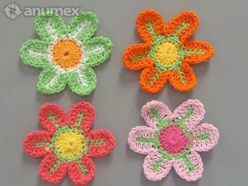 Lote De Florecitas Y Mariposas Crochet Guadalajara | apliques ...