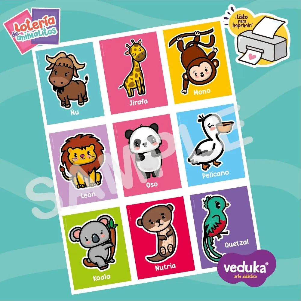 Lotería de Animalitos – veduka – Veduka Arte Didáctico Lotería de Animalitos – veduka – Veduka Arte Didáctico