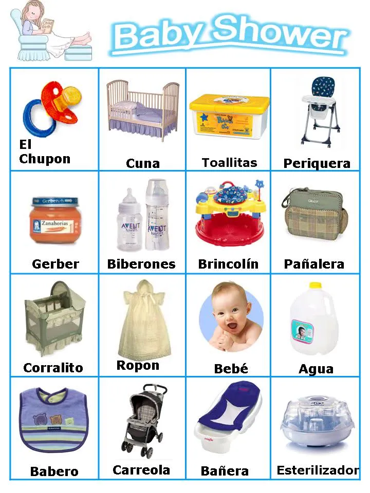 Loteria para Baby Shower. (color azul)