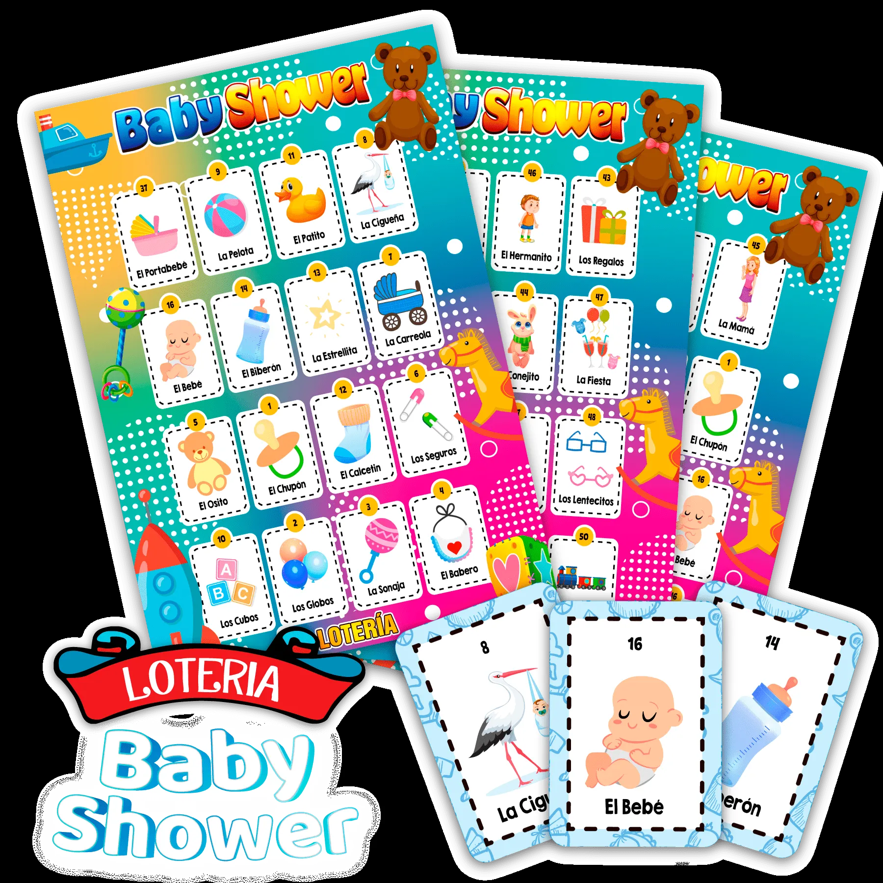 Lotería Baby Shower Feliz Imprimible – AseMedia Digital Studio Lotería Baby Shower Feliz Imprimible – AseMedia Digital Studio