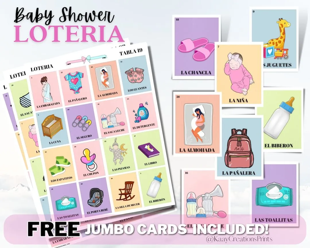 Lotería Baby Shower juego de cartas mexicano 50 tableros no - Etsy México