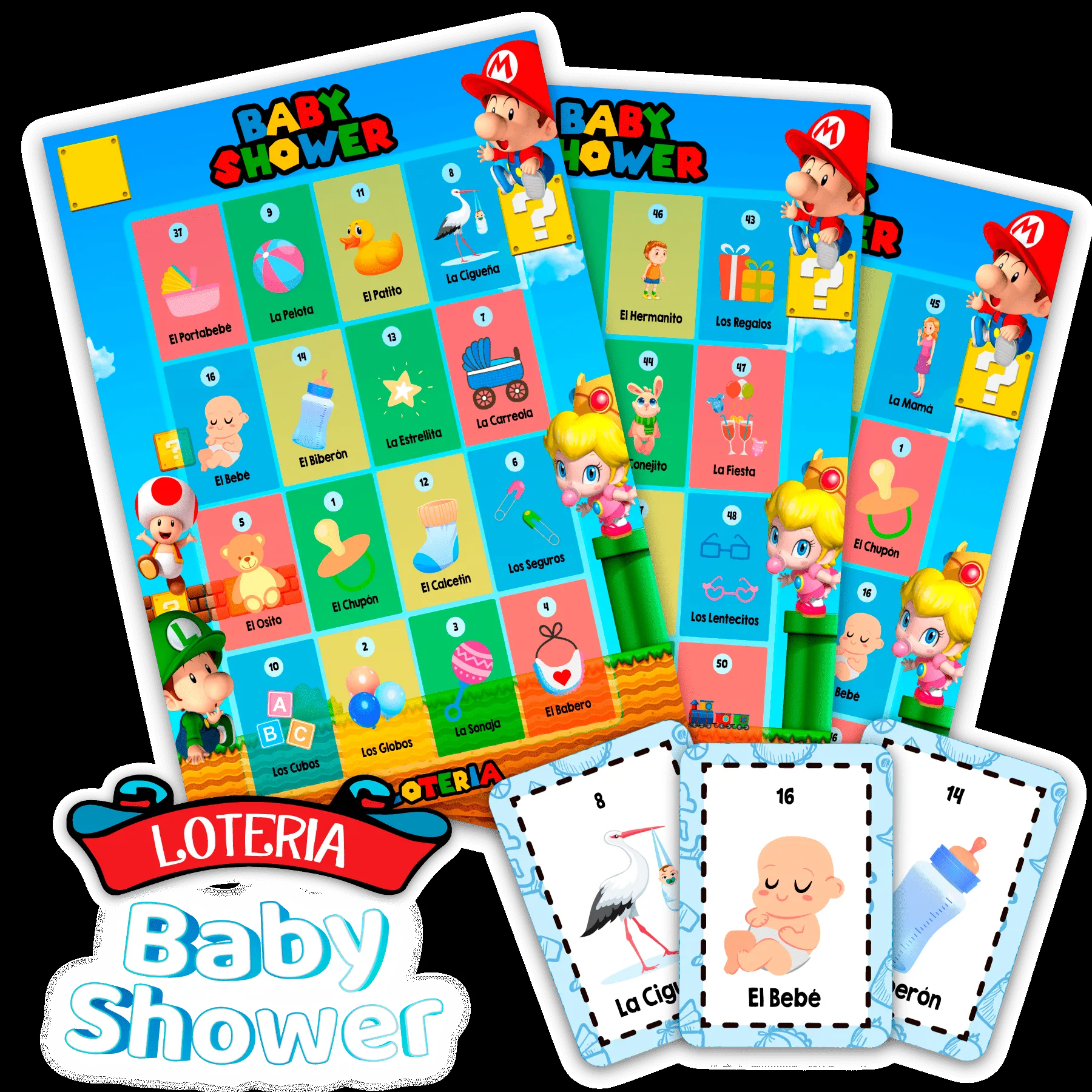 Lotería Baby Shower de Mario Bros Imprimible – AseMedia Digital Studio Lotería Baby Shower de Mario Bros Imprimible – AseMedia Digital Studio