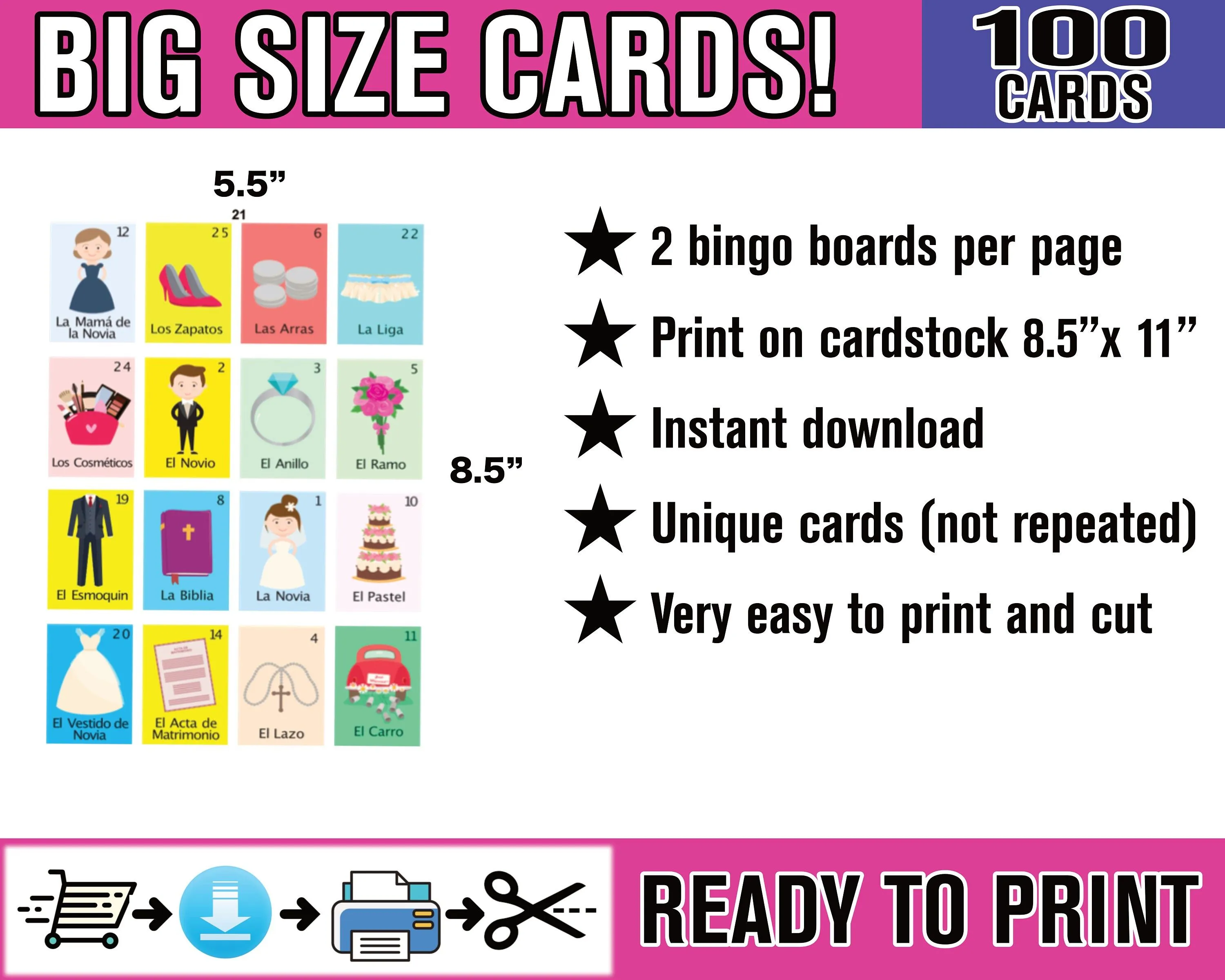 Loteria Despedida De Soltera En Español Para Imprimir 100 - Etsy Canada |  Unique cards, Bingo board, Printable cards