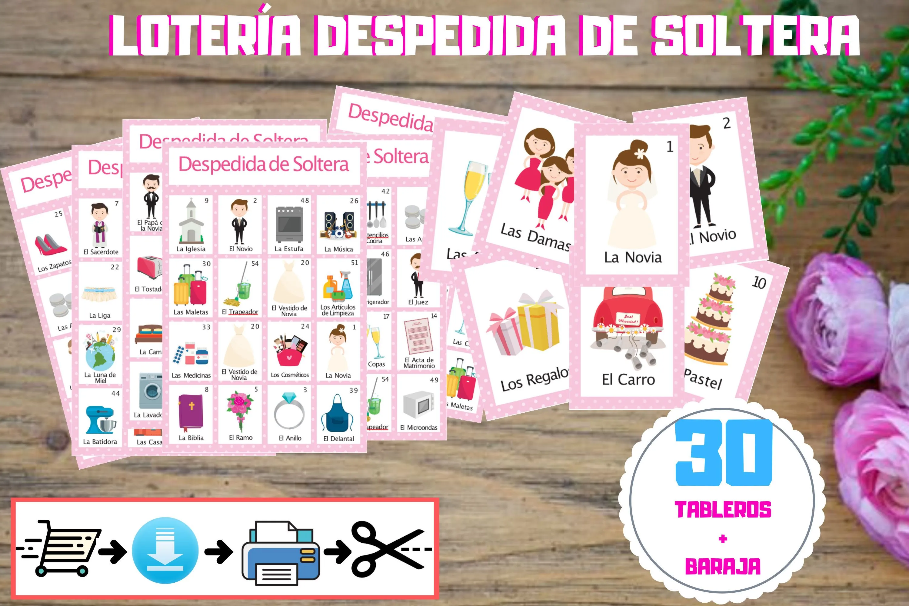 Loteria Despedida de soltera en Español para imprimir. Juego - Etsy México