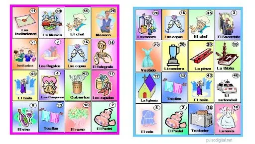 Loteria didactica en inglés para imprimir - Imagui