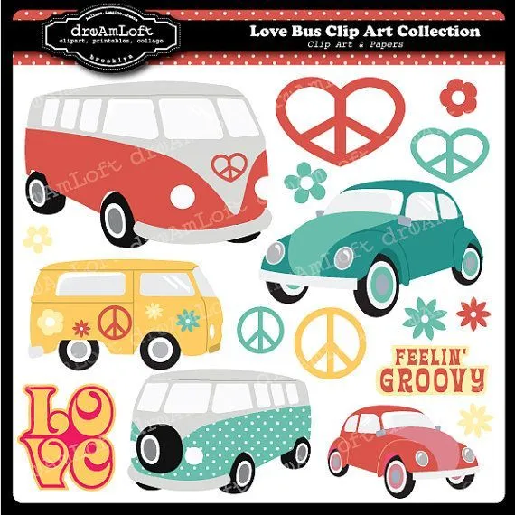 Love Bus Digital Clip Art Set for party themes, invitations ... Love Bus Digital Clip Art Set for party themes, invitations ...