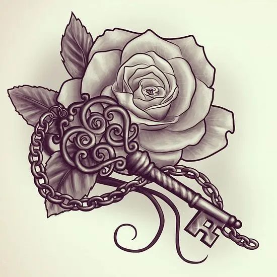 Love key and rose tattoo design | morgans fav | Pinterest | Rosa ... Love key and rose tattoo design | morgans fav | Pinterest | Rosa ...