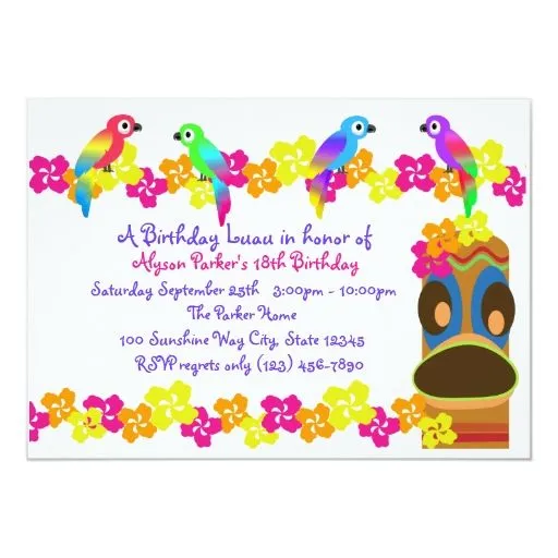 Luau hawaiano invitación 5" x 7" | Zazzle