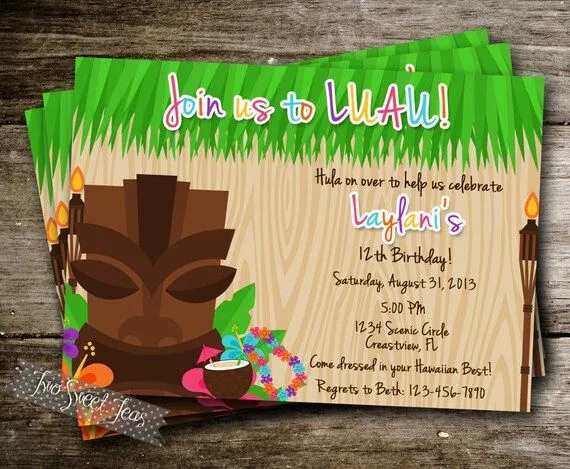 Luau invitación piscina fiesta tropical hibiscus por 2SweetTeas