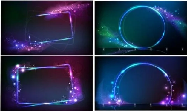 Luces de neón en fondos azules y violetas | Descargar Vectores gratis