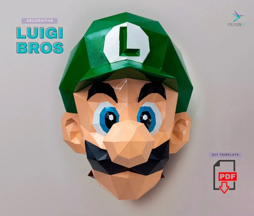Luigi bros caper craft, super mario, mario party, diy mario bros, hobby,  videogame room, papercraft, papertrophy, pdf template, videogame - Etsy  México