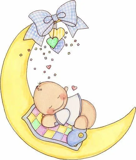 Motivo de bebé sobre luna dibujo - Imagui